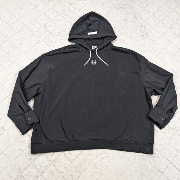 Nike Hoodie Women's XXL Black Icon Clash Sportswear Nylon Sleeves Roll Cuffs - Picture 1 of 9